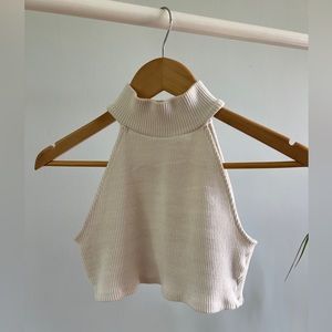 ZARA RIBBED MOCK NECK CROPPED TOP SIZE SMALL
